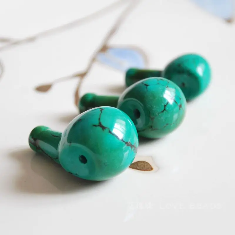 Оптом natual зеленая бирюза три бусины с отверстиями Тибет гуру свободные для