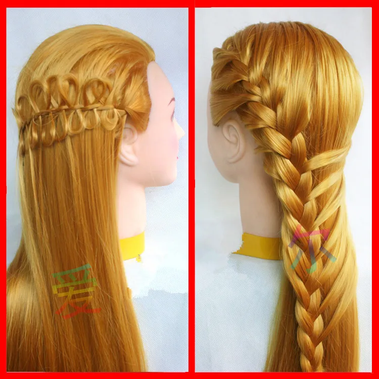 

flaxen 70cm 100% Heat Resistant Synthetic Fiber Female hair styling mannequins Head High Quality free shipping training head