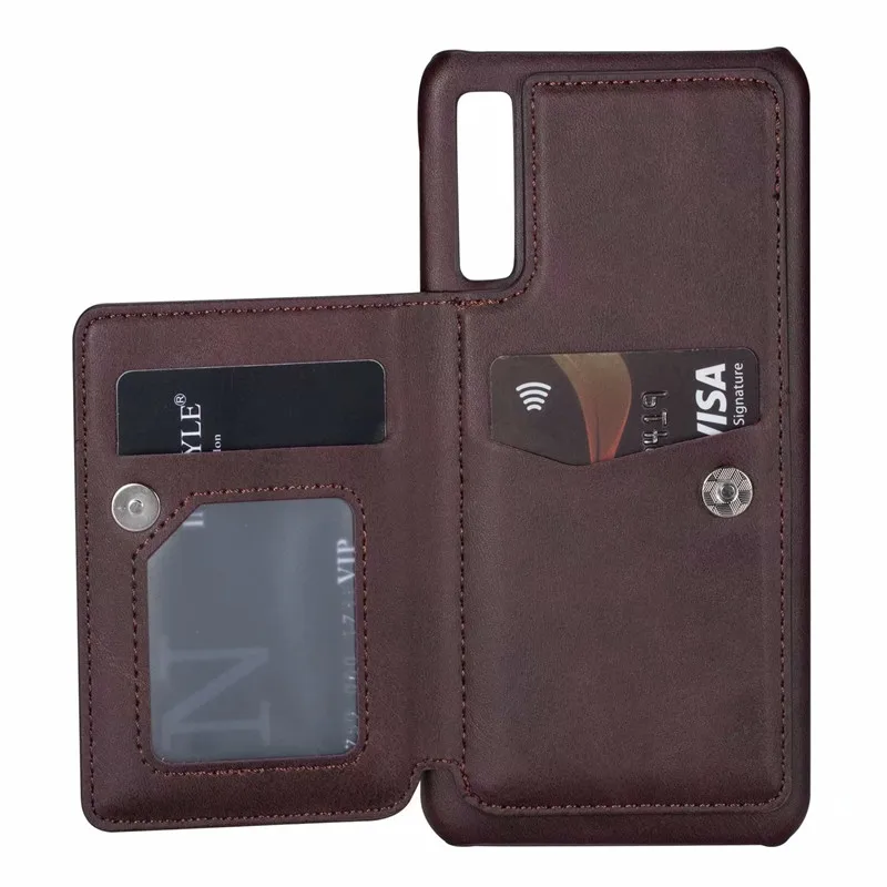 purple 2in1 Retro PU Leather Case For Samsung Galaxy A50 A70 A7 A750 Luxury Multi Card Holders Flip Wallet Photo Stand Phone Case - Цвет: purple