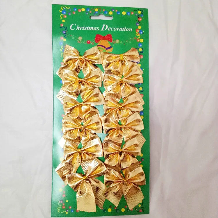 60 шт./упак. Рождественский Маленький бант Золотой Серебряный праздничный Декор