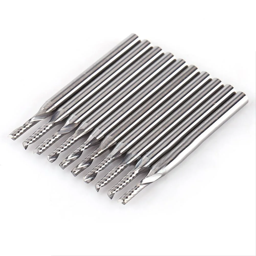 10 шт. концевые фрезы 1/8 &quot2 мм Карбид спиральные Набор ЧПУ Одна Флейта