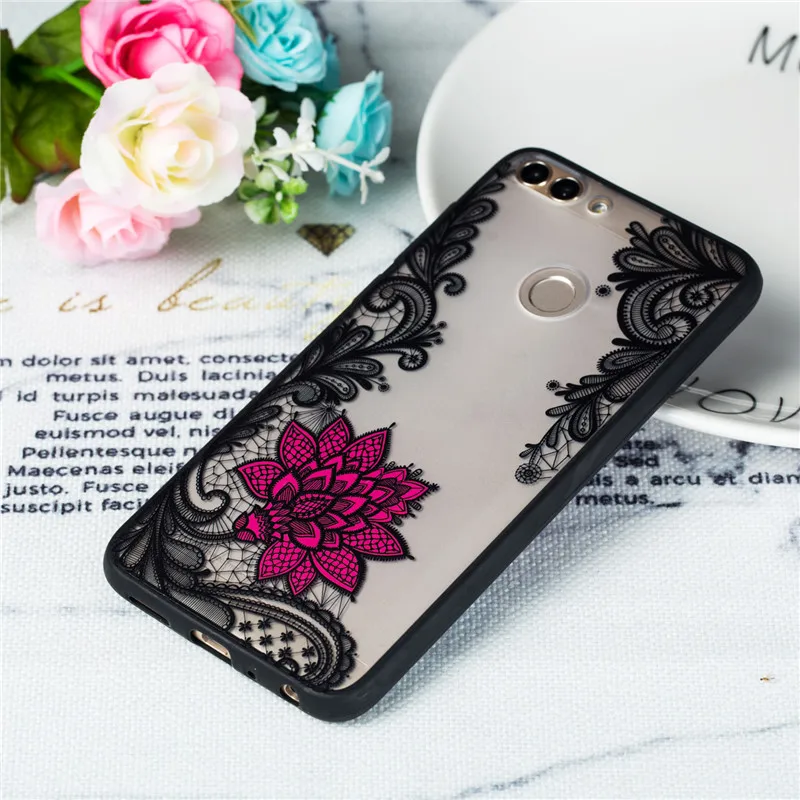 Huawei P Smart Case huawei Cover силиконовый чехол для телефона кружевной цветок Роза Enjoy 7 s