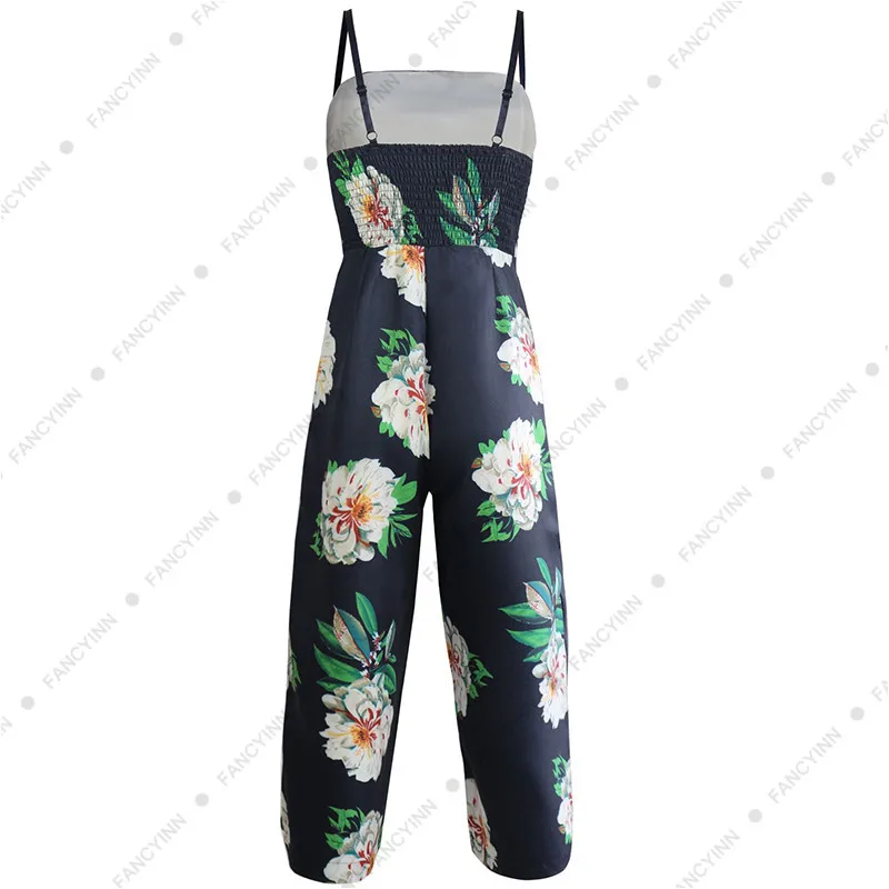 

Good Quality 2017 Sexy Jumpsuits Romper Women Sets One Pieces Fitness Printed Wide Leg Elegant Bodycon Ladies Playsuits L29-3