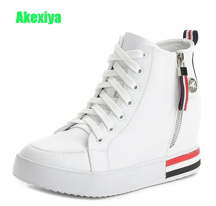 Akexiya/кроссовки на танкетке; женская Вулканизированная обувь на платформе; женская повседневная обувь на скрытом каблуке, визуально увеличивающая рост; женская обувь; chaussure femme