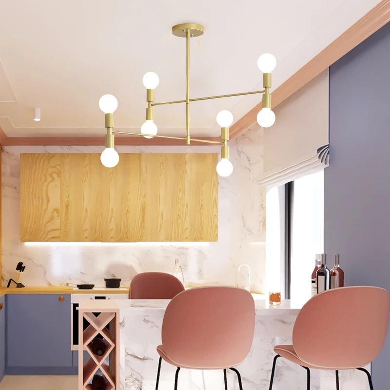 Modern Fashion Designer Black Gold Led Ceiling Art Deco Suspended Chandelier Light Lamp for Kitchen Living Room Loft Bedroom | Лампы и