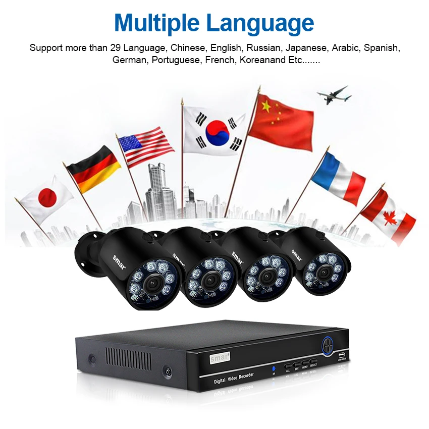 Smar 4CH 1080P POE NVR наборы H.265 2MP IP камера Открытый водонепроницаемый металлический