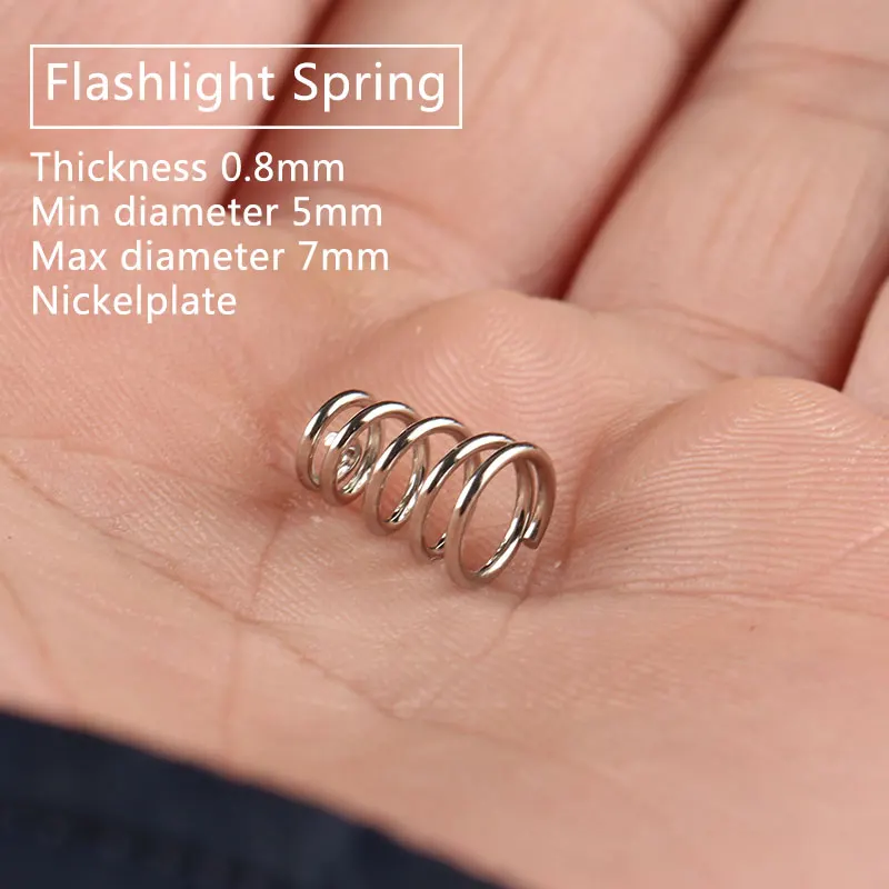 Пружина фонарика пружина водителя толщина 0 8 мм Мин диаметр 5 Макс 7 никелевая