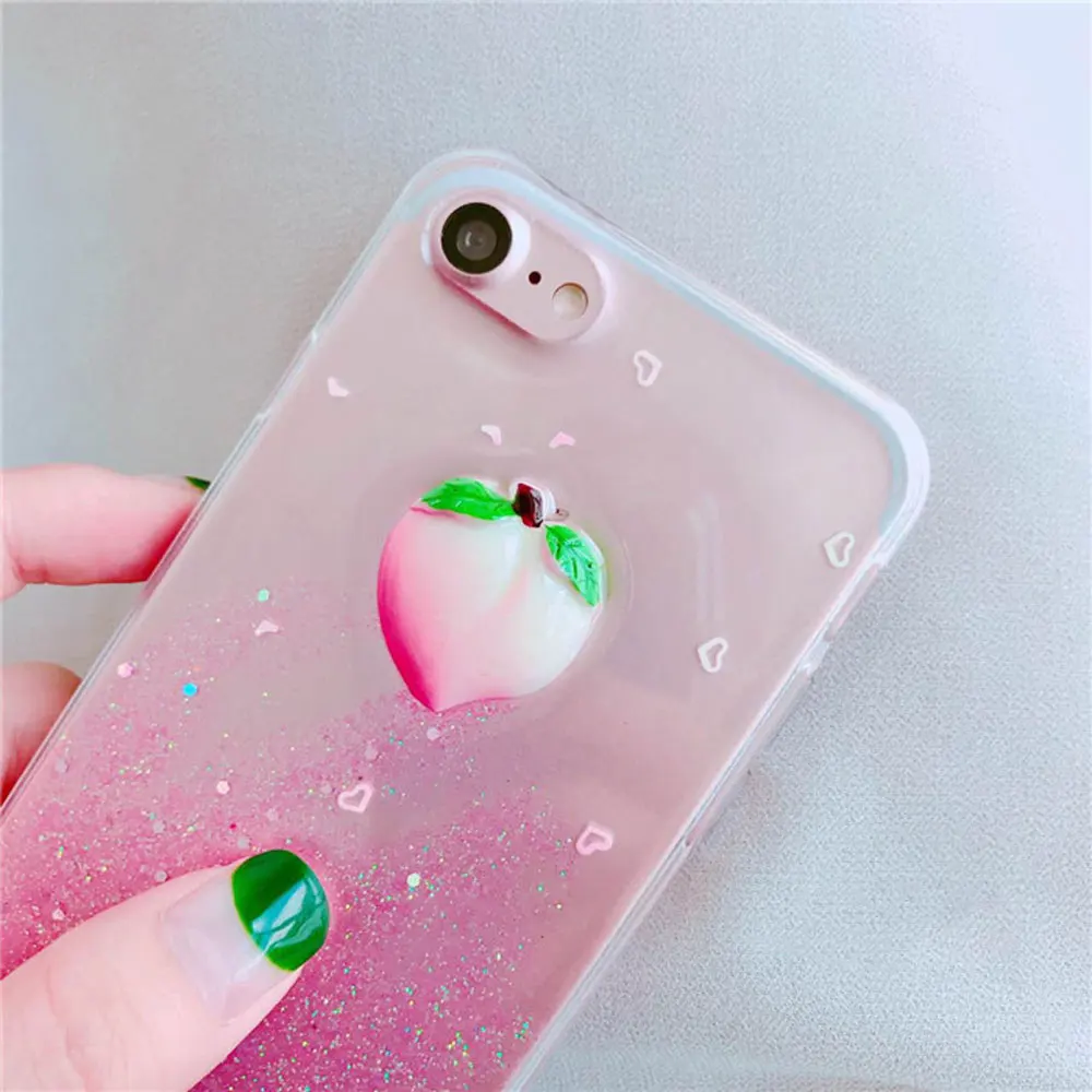 Zmdldzsw Милый Приятный Мода шинни блеск фрукты персик клубника мягкая прозрачная