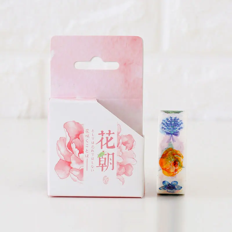 1 шт./корт. 15 мм * 8 м Kawaii DIY бумажная Васи лента с розовыми цветами/Маскировочная