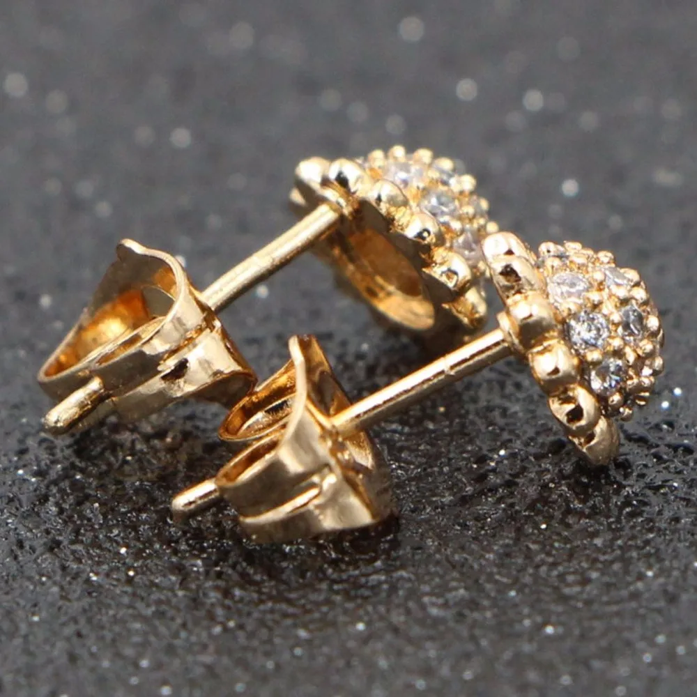 Женские круглые серьги гвоздики HeeZen свадебные с кристаллами из чистого циркония