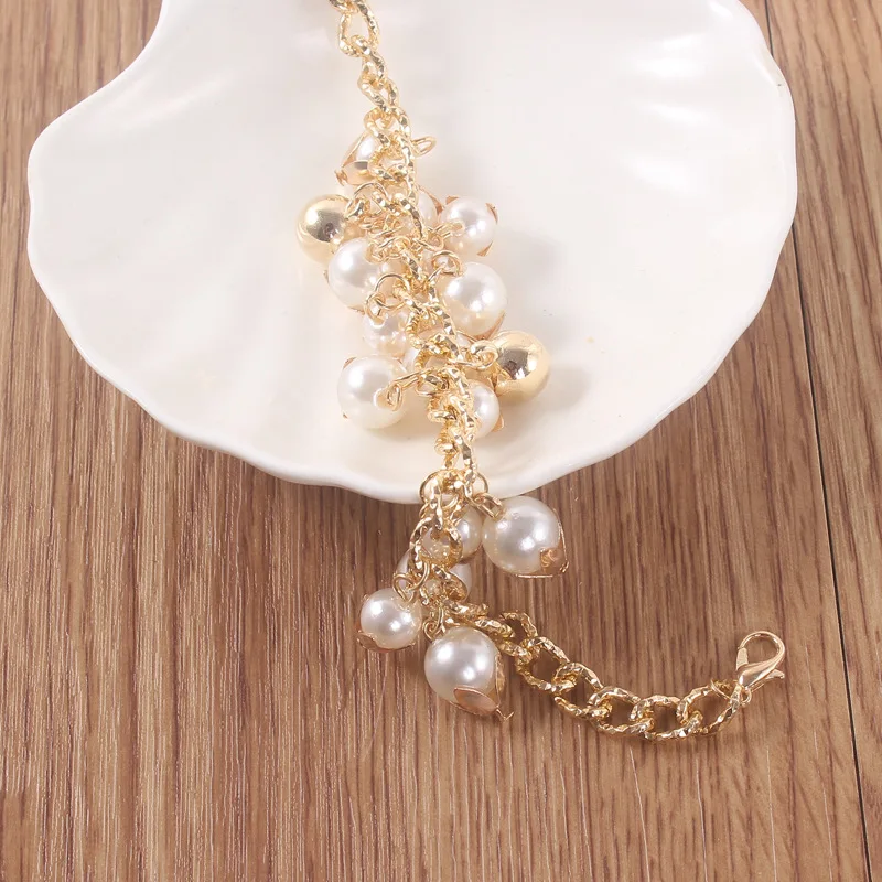 Женские браслеты в стиле панк 1 шт. жемчужные кожаные веревочные золотые женские