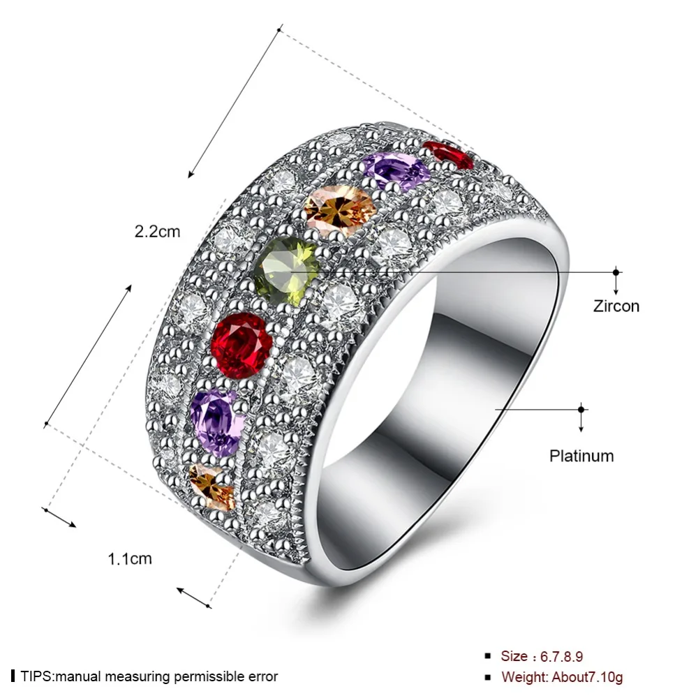 LUALA Мода Красочные Кубический Цирконий Кольца Для Женщин Высокое Качество