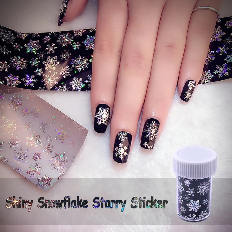 

1 Roll 4*120cm Xmas Pattern for Nail Sticker Holographic 3D Snowflake Starry Laser Glitter Christmas Nail Art Transfer Foils
