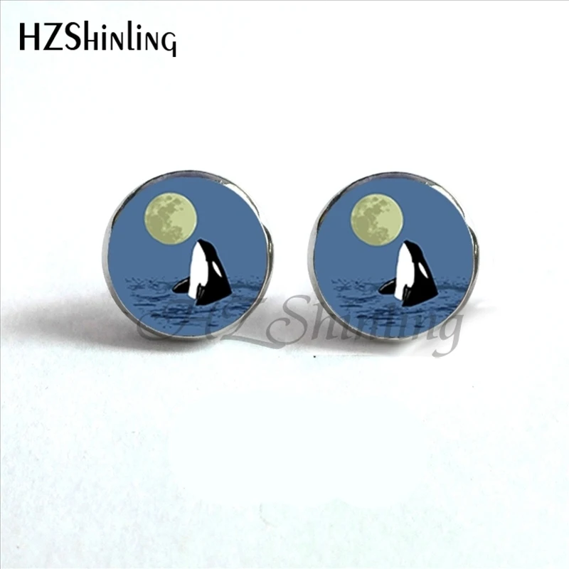 ED 0017 новые модные серьги гвоздики Kiss the Moon стеклянный кабошон ручной работы из