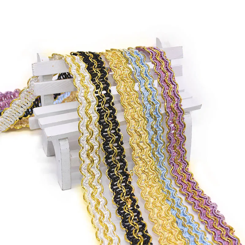 12 м Золотая отделка шитье кружева Цельная плетеная кружевная лента для одежды