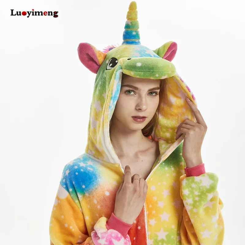 Новая Пижама с единорогом Kugurumi для взрослых и женщин пижама животными теплая