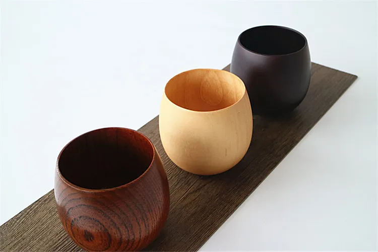 

20 шт. чашка из натурального дерева большая пивная чашка деревянная резная классическая чайная чашка 250 мл Посуда для бара wen5591