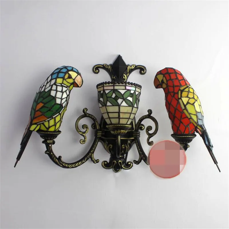 Лампа на стену с попугаями европейская краткая Тиффани бра для гостиной Декор