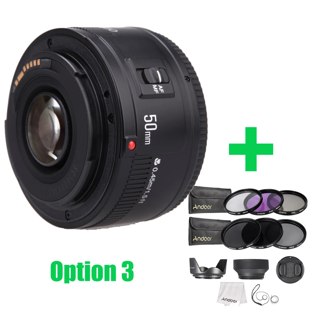 Объектив YongNuo YN50mm EF f/1 8 AF 1:1 Стандартные объективы для камеры апертура автофокус