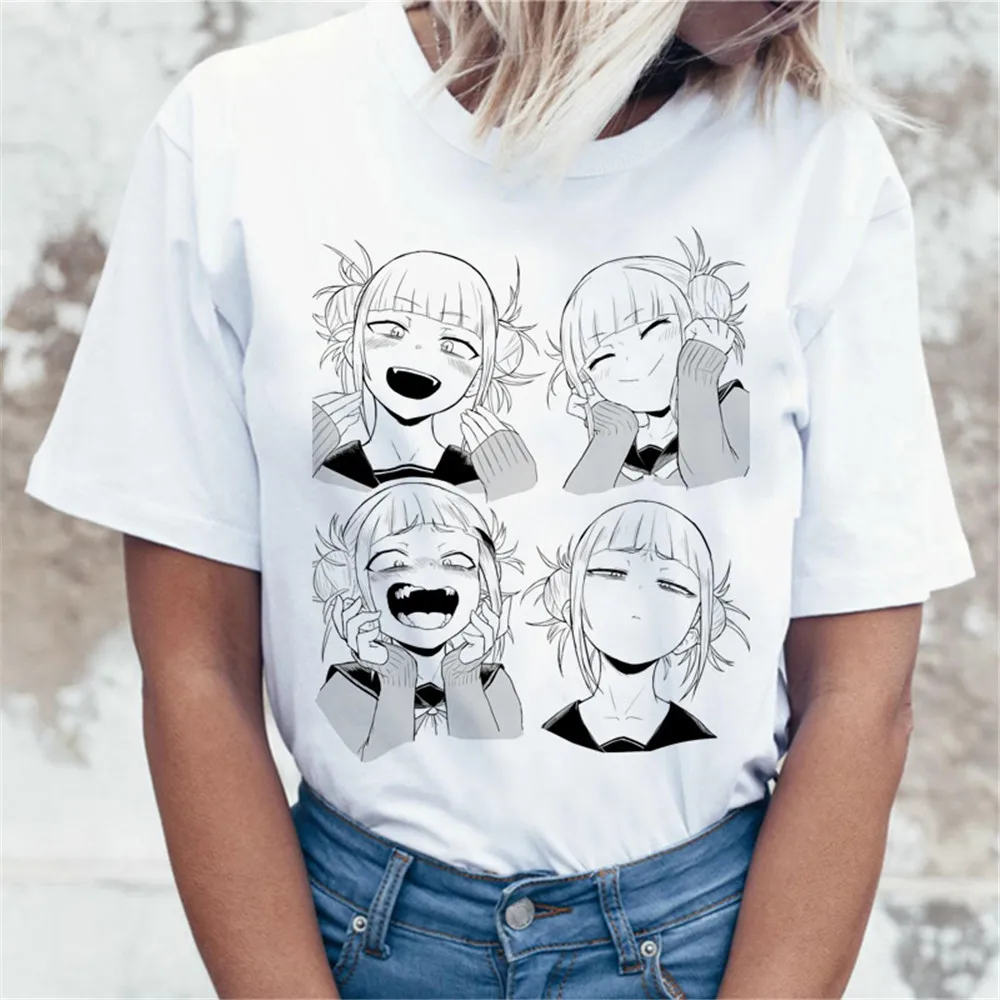 Футболка Ahegao с мультяшным рисунком Женская Harajuku Academia аниме забавная принтом