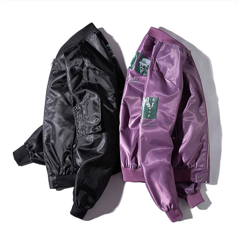 Осенняя тонкая Подростковая куртка twindbreaker бомбер фиолетового цвета армейский