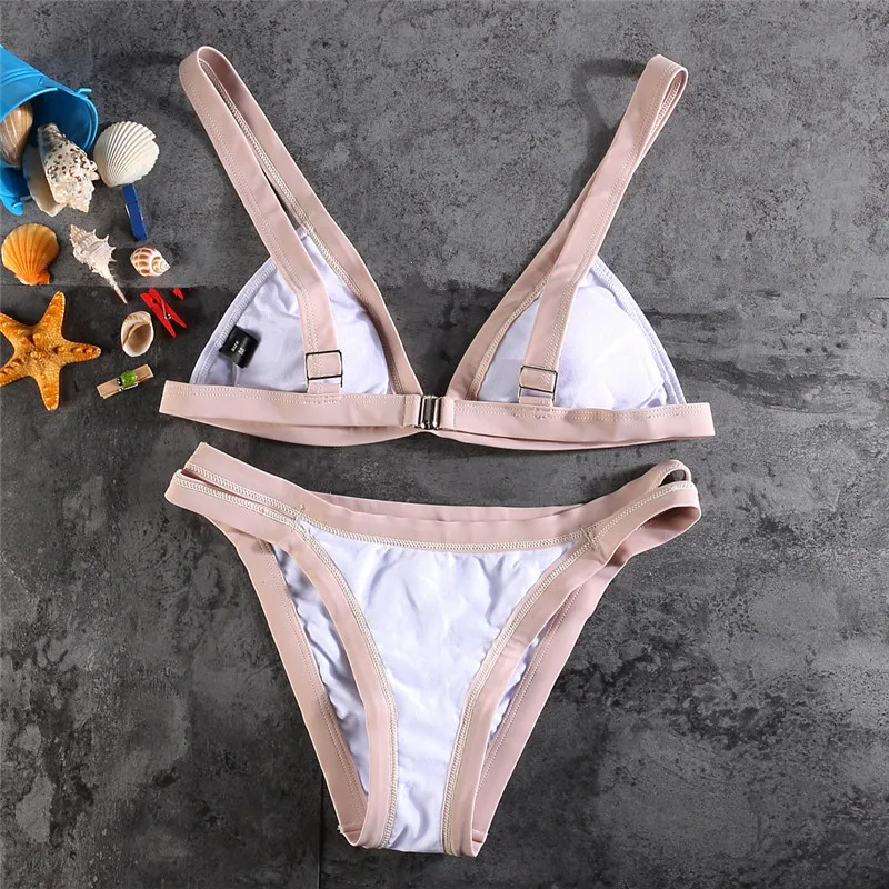 SP &amp CITY простой двухцветный лоскутный набор Пуш-ап бикини сексуальный стринги