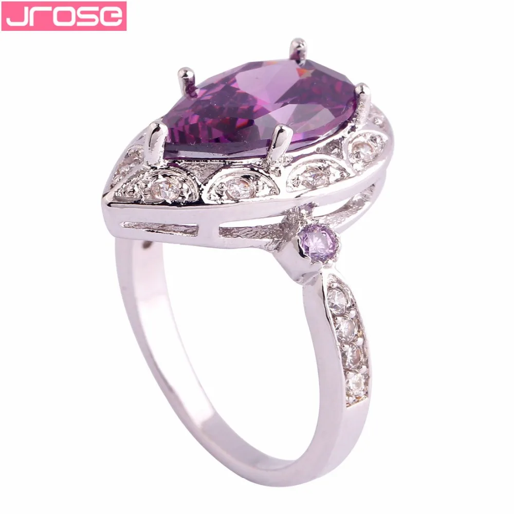 Jrose модное серебряное кольцо в виде капель с красным розовым фиолетовым и белым