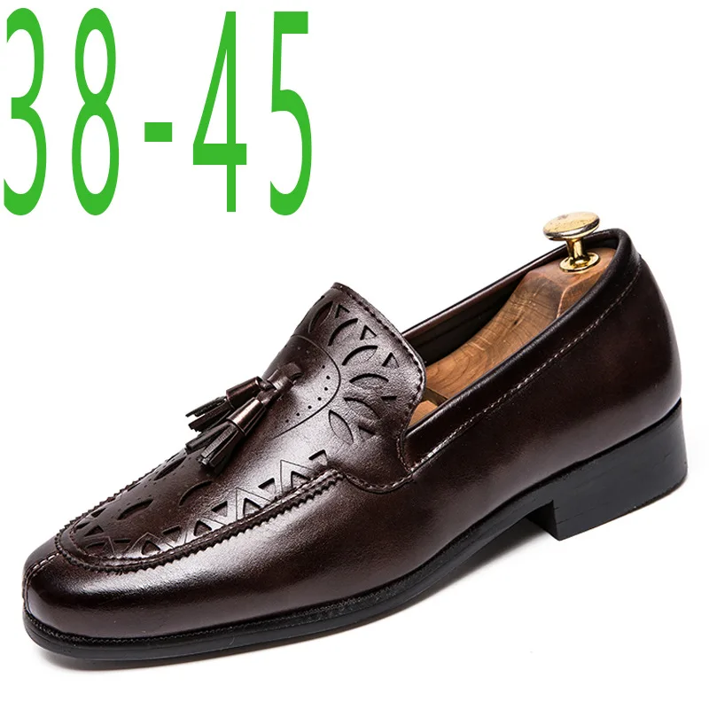 Genuine Leather Men Shoes British Style Pointed Toe Man Shoe Hollow Out Brogue Oxford For Tassel Formal Business Flats | Обувь