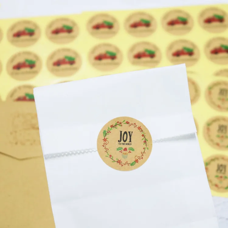 120 шт. веселые рождественские Стикеры из крафтовой бумаги, гирлянды, Веселый грузовик, Уплотнительная наклейка, рождественские DIY круглые бумажные этикетки, Детские Канцелярские наклейки s