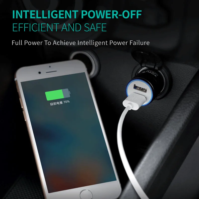 TOTU Universal Dual USB Car Charger 2.4A Fast Charging Mini Smart Auto Car-Charger Adapter For iPhone X 8 7 Plus Samsung S9 | Мобильные