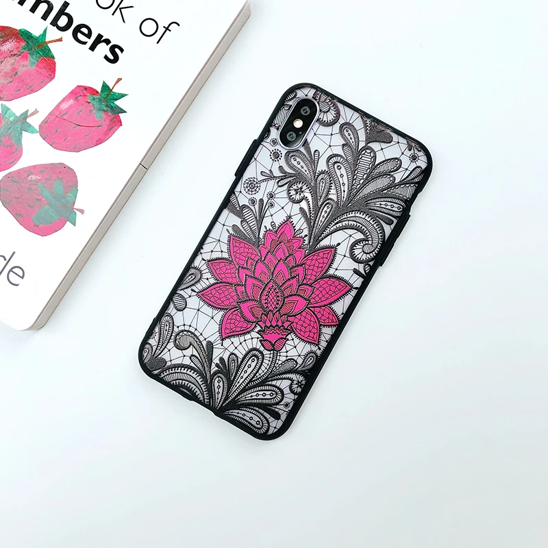 Цветочный 8 plus узорчатый Мягкий ТПУ + PC чехол для iPhone X XR XS MAX 5 5S se 6 6s 7 девчачьи чехлы