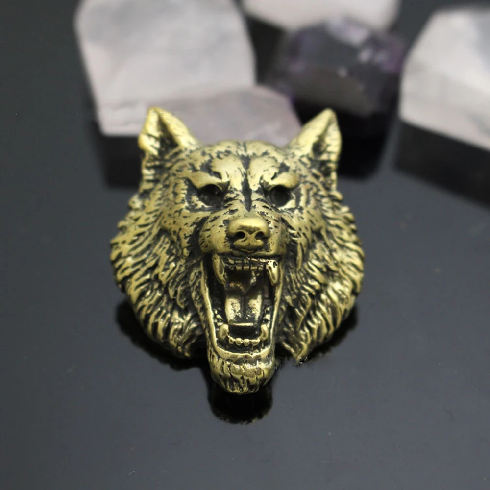 34x28mm 5pcs/lot leather craft solid brass wolf head rivet screws decoration wallet button | Дом и сад