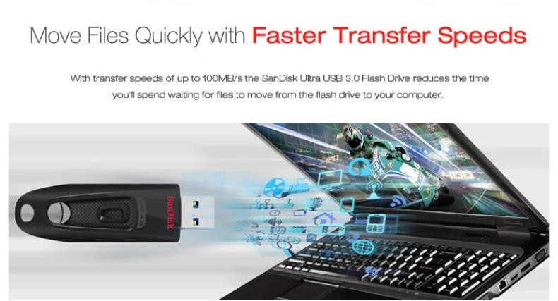 Двойной Флеш-накопитель SanDisk флеш-накопитель usb 16 Гб оперативной памяти, 32 Гб встроенной памяти, 64 ГБ 128 высокая скорость передачи данных до 100 м/с usb 3,0 мини флеш-накопитель для портативных ПК чехол для