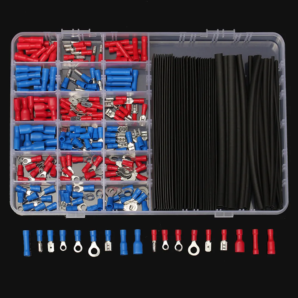 200 шт. обжимные клеммы 60 2:1 черная Термоусадочная трубка трубки различные разъемы