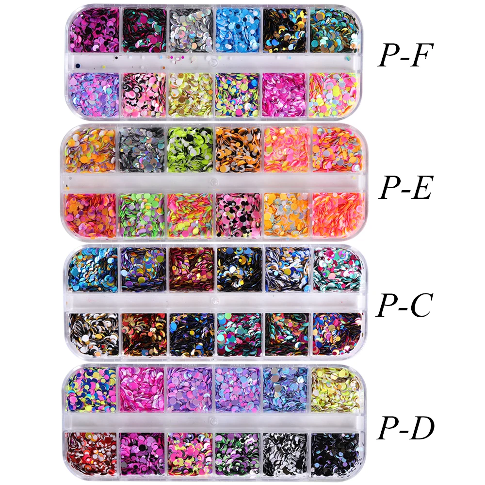 1 Набор цветных ультратонких блесток для ногтей блестящий сверкающий круглая