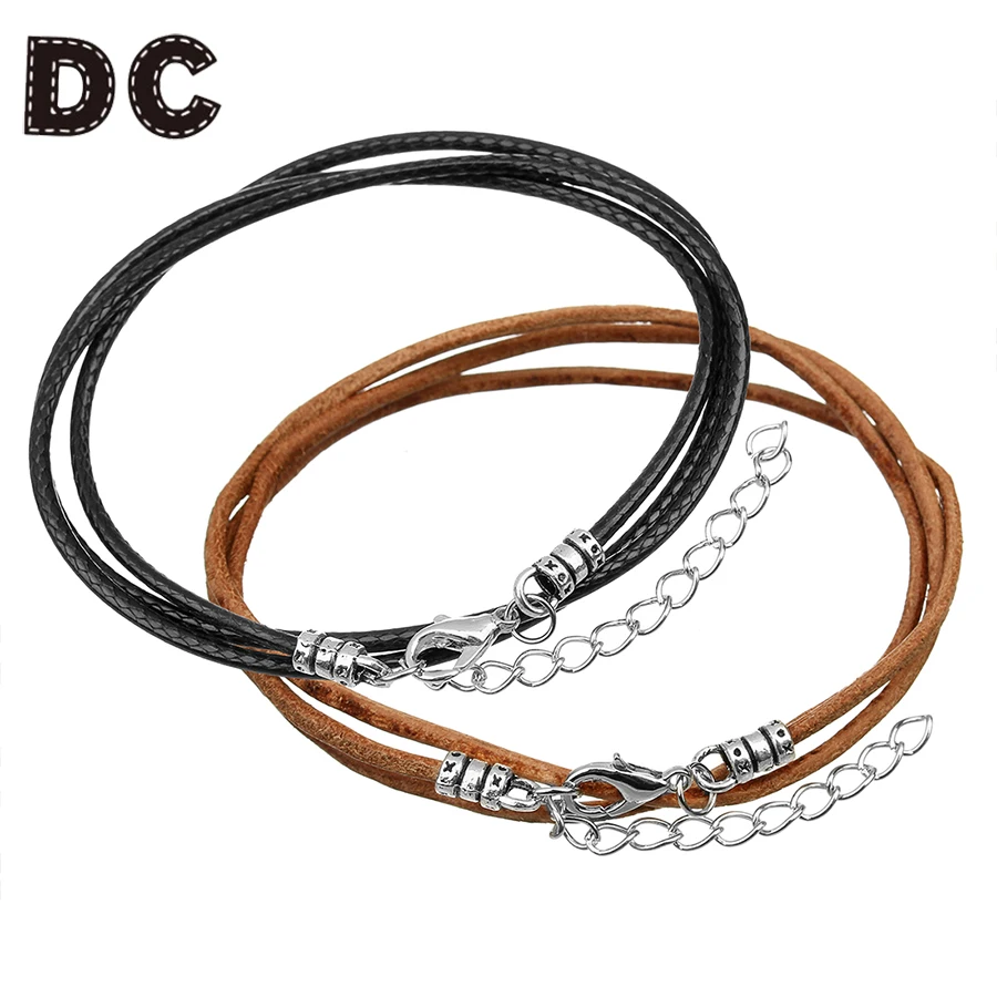 DC 5 шт оптом Простые Длинные черные плетеные Вощеные веревки коричневые кожаные