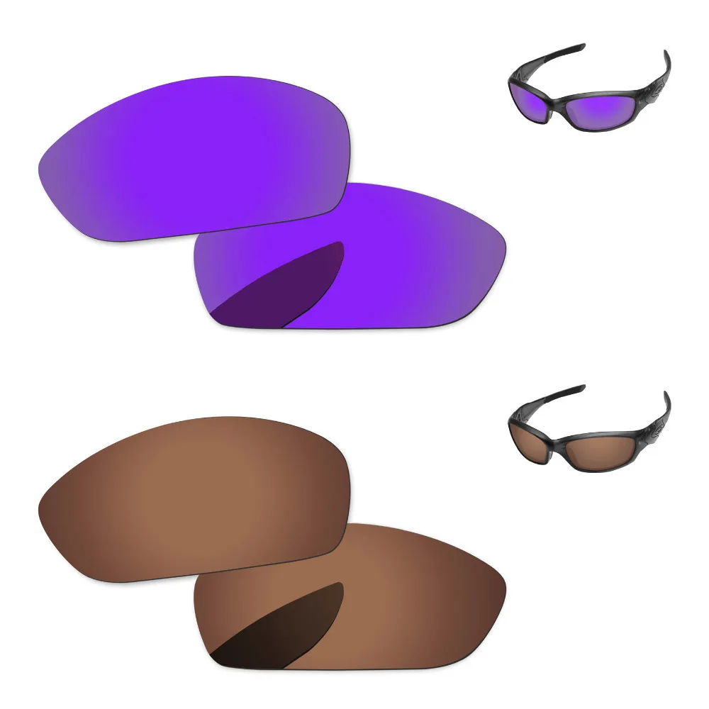 

Фиолетовый и медный коричневый 2 пары Поляризованные Сменные линзы для прямой куртки 2007 солнцезащитные очки 100% UVA и UVB Защита