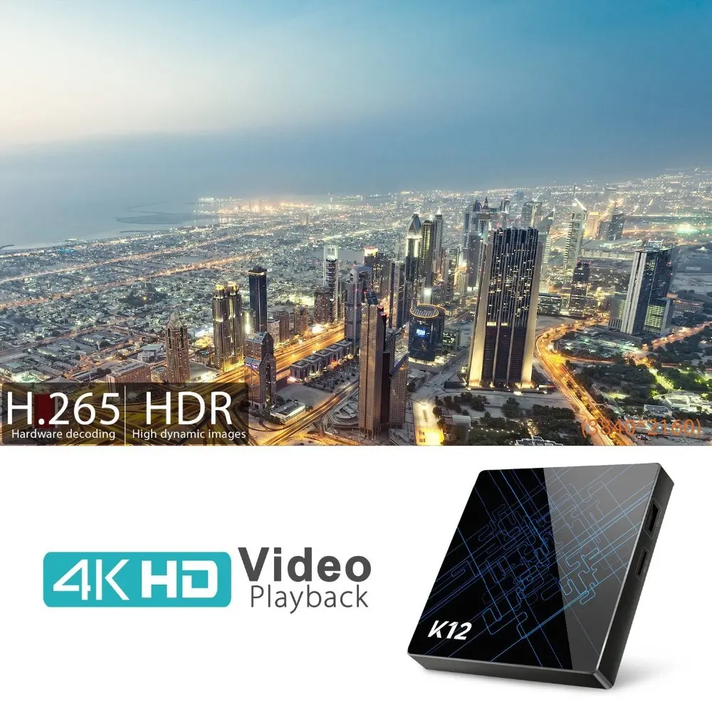 Qacqoc K12 Android 6.0 ТВ Box с Amlogic S912 Octa core 2 г/16 г WI-FI 5 г/ 2.4 Bluetooth4.1 4K2k HD декодирования H.265 Умные
