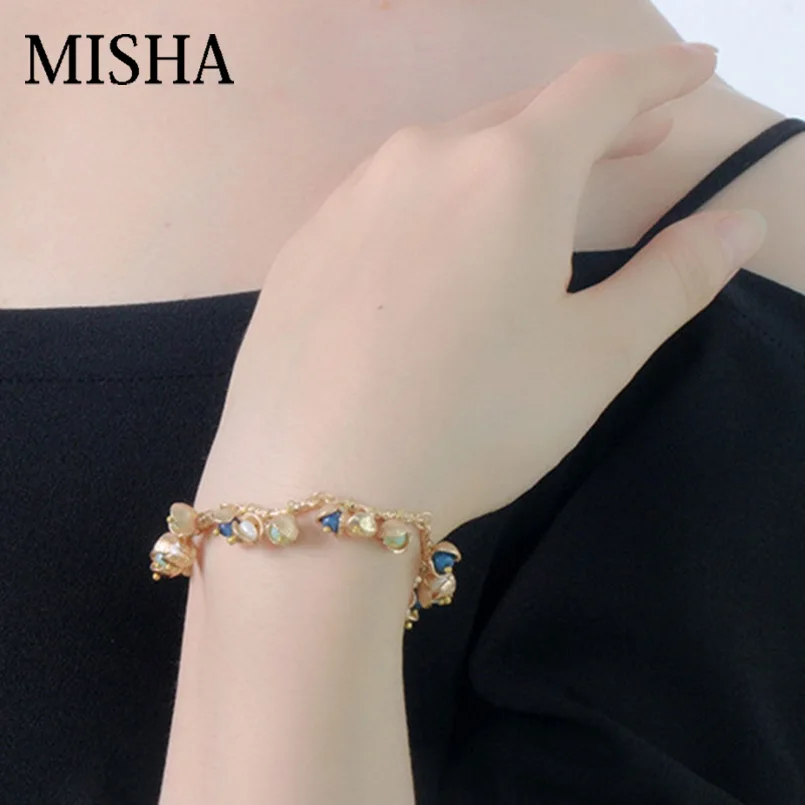 MISHA модный браслет с натуральным жемчугом Ювелирные изделия для женщин браслеты