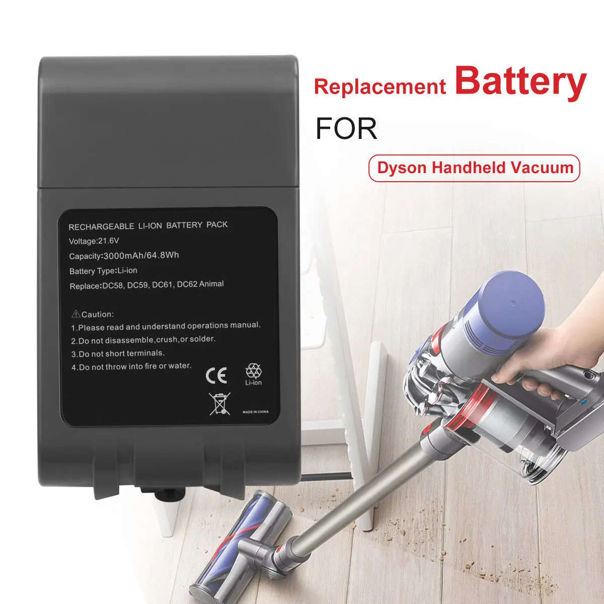 21.6V 3000mAh Battery for Dyson Absolute V6 DC58 DC59 DC61 DC62 D72 DC74 BC683 | Электроника