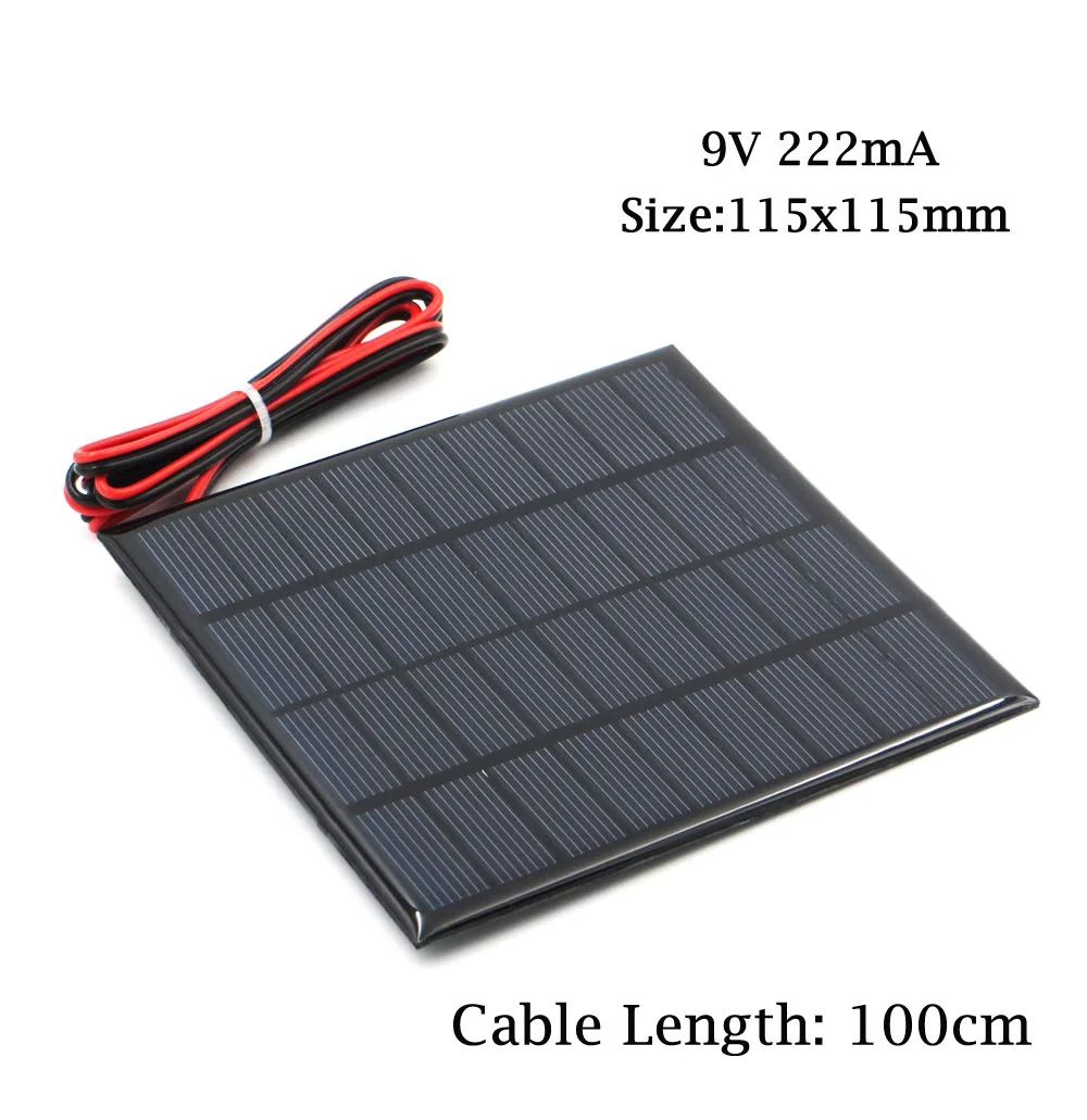 9V 222mA 6V 9V 18V Панели солнечные с 100/200 см провода Мини Солнечная Системы "сделай сам" для Батарея сотовый телефон Зарядное устройство 2 Вт 3 Вт 4,5 W 6W 10W солнечная игрушка - Цвет: 9V 222mA