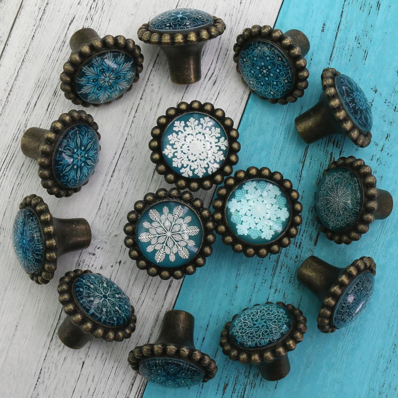 1x шикарная стеклянная крышка ручка ящика комод шкаф дверь тянуть Ретро