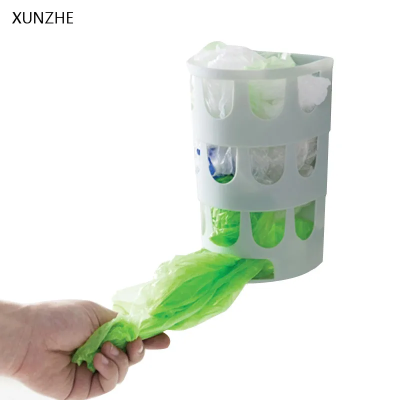 

XUNZHE New Creative Wall-Mounted Storage Basket Since Sticky Garbage Bag Plastic Bag Extraction Box Kitchen Tableware Organizers
