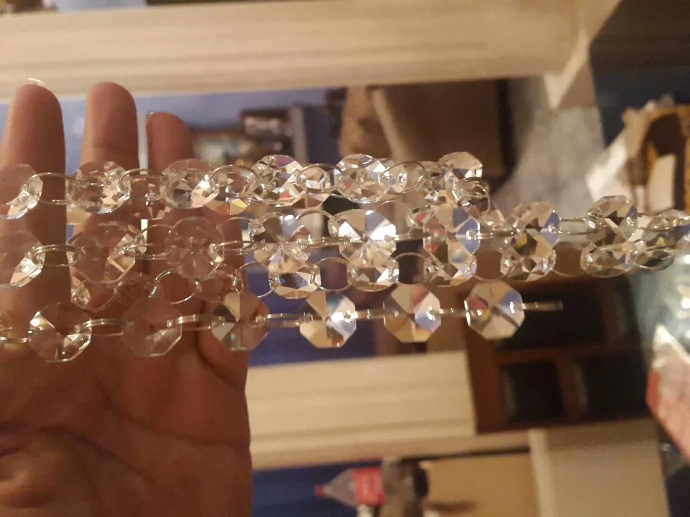 

Free Fast Shipping! 250Meters/lot Gorgeous Crystal Clear Glass 14mm Octagon Beads Garland Strands For Wedding Party Decoration