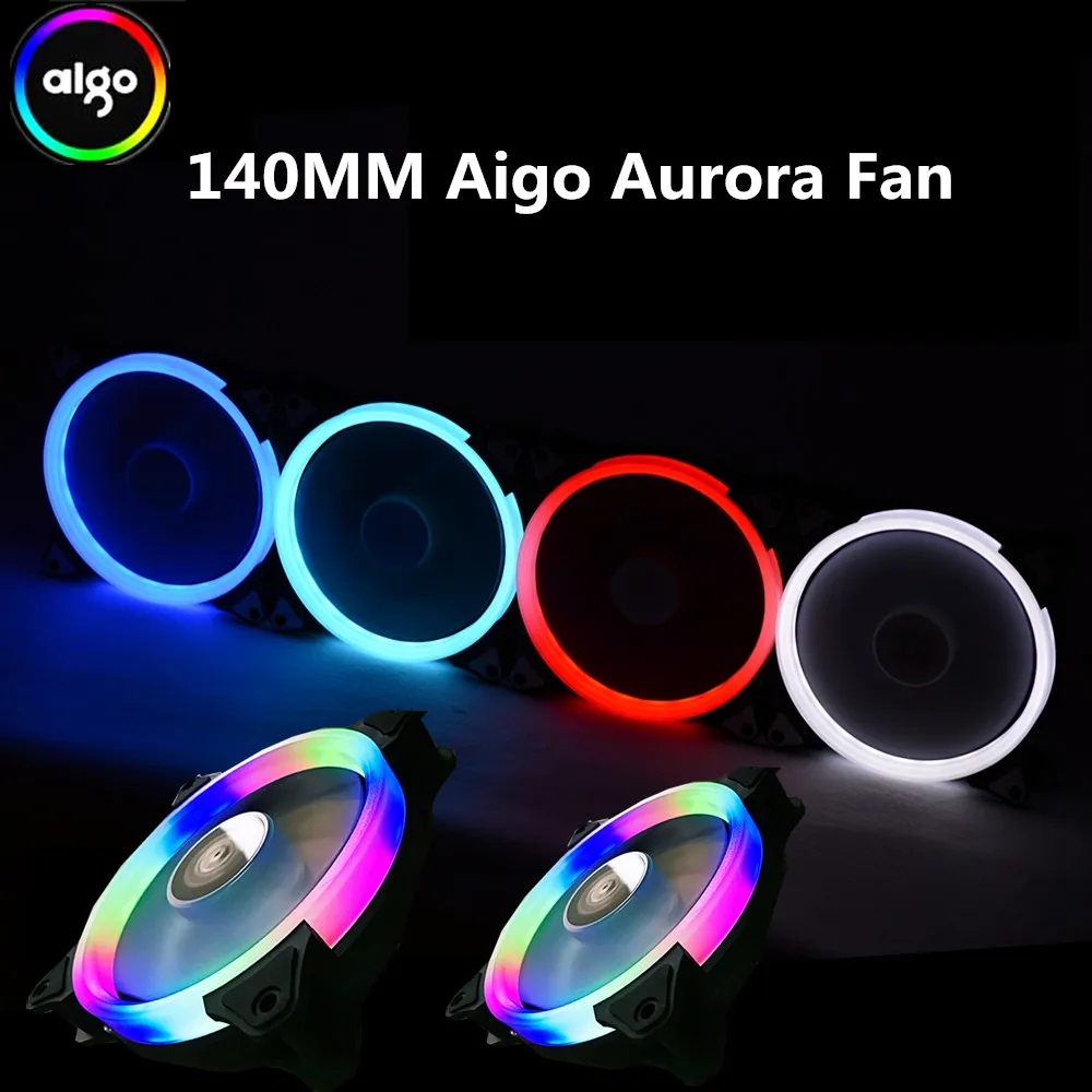 Aigo Аврора вентилятор 140mm/14 см светодиодный кольцо в форме сердца из солнечные очки моды, солнечные очки 12V 3pin+ 4pin Настольный ПК компьютер Вентилятор Cooler бесшумный чехол вентилятор