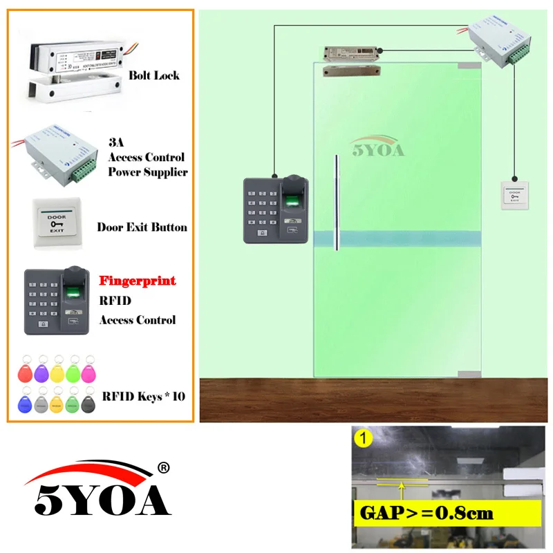X6FLBolt Отпечаток пальца RFID система контроля доступа комплект деревянные очки дверной набор Электрический магнитный замок ID карта источник питания Кнопка выхода - Цвет: X6FLBolt