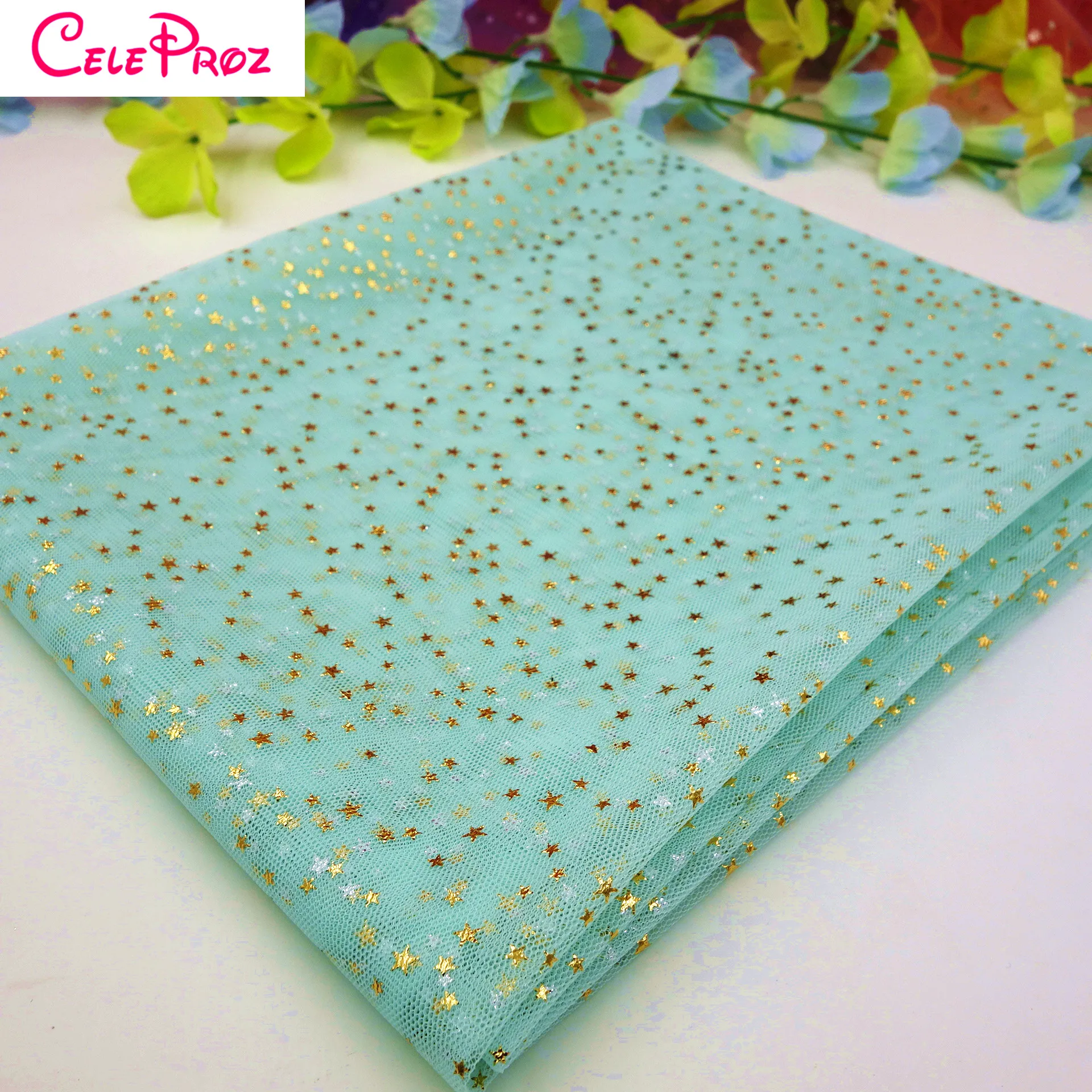 TIFFANY BLUE 1 м Золотая Звезда тюль ткань блестящая Звезда Тюль органза Ткань Свадьба День рождения DIY вечерние юбки-пачки фотография Фон Ткань - Цвет: TIFFANY BLUE