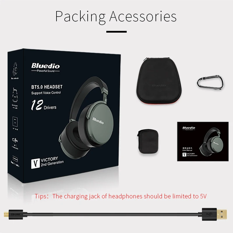 Bluedio V2 Bluetooth наушники PPS12 драйверы высокого класса Беспроводной гарнитура с микрофоном аксессуар для сотового телефона