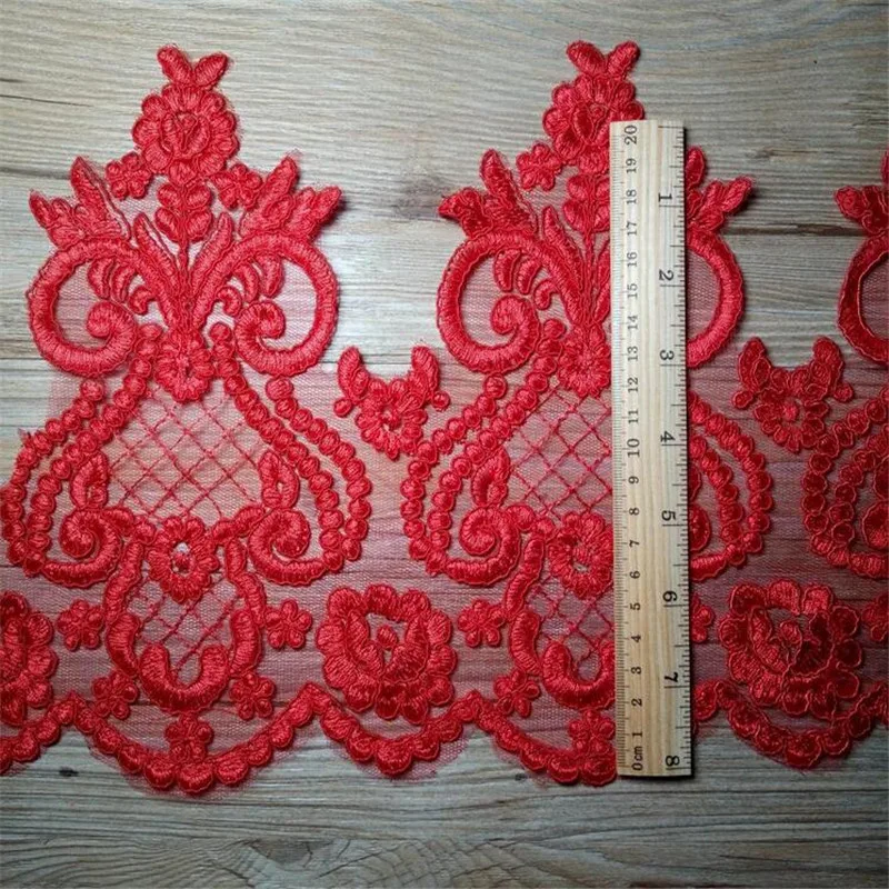 Нежная кружевная аппликация для свадебного платья 1 ярд красного цвета кружевные