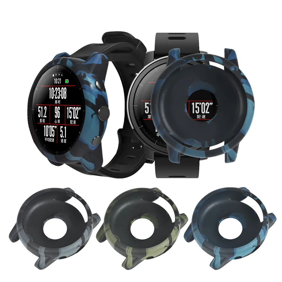 Камуфляжный защитный чехол для Xiaomi Huami Amazfit Stratos 2/2S с полной рамкой силиконовый 2